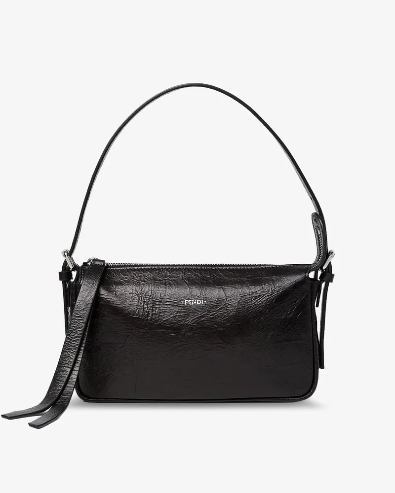 Fendi Zip Top Small vintage-effect leather shoulder bag -  - gender_Woman Black