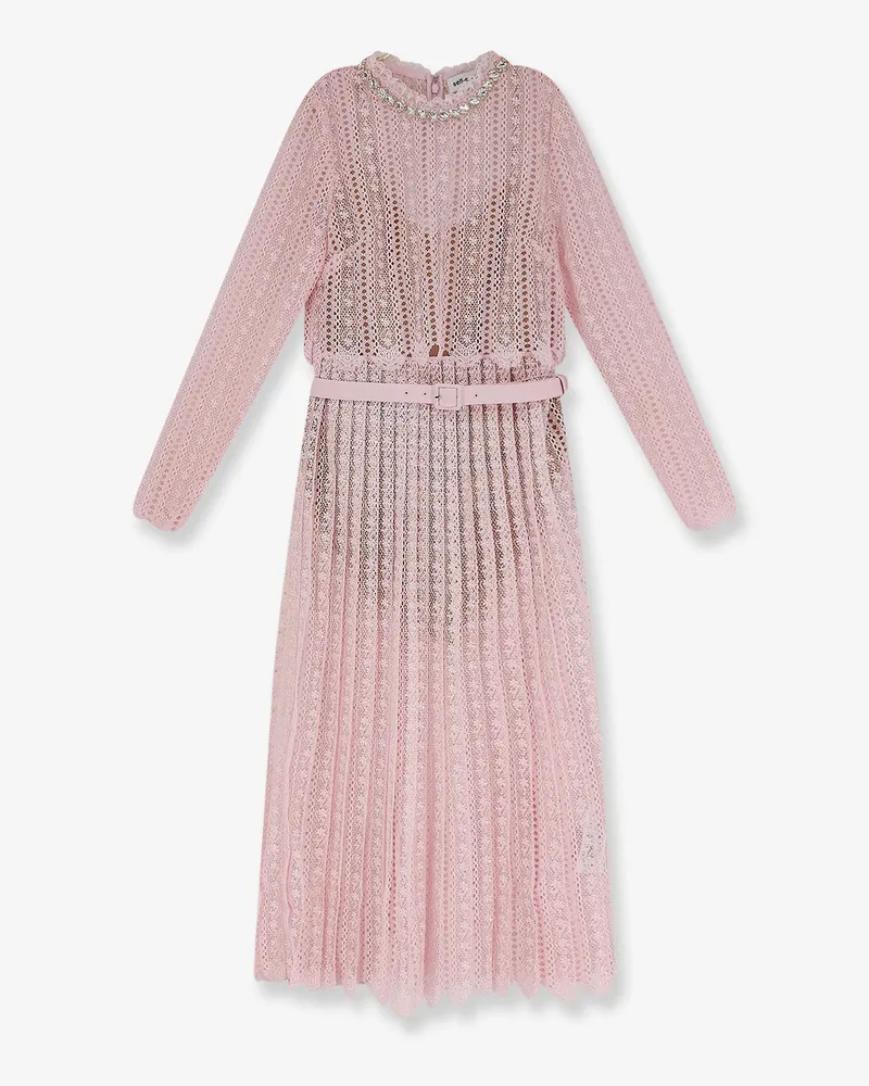 Self-Portrait Lace long dress with belt -  - gender_Woman Pink