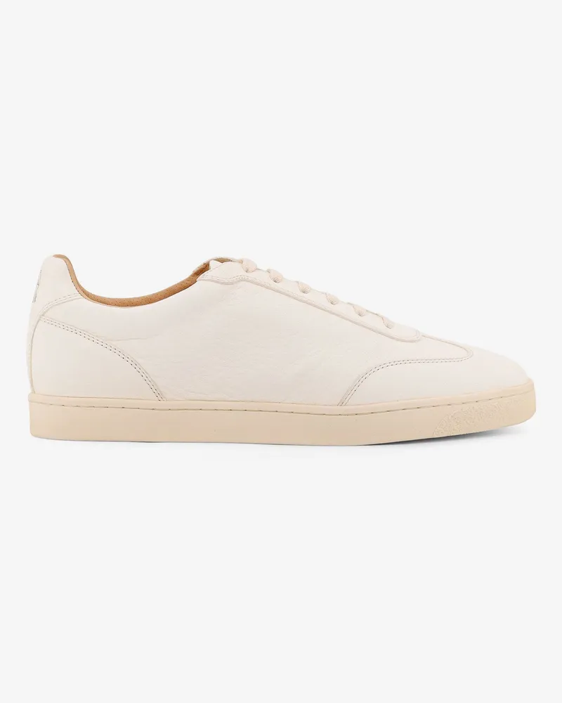 Brunello Cucinelli Leather sneakers with back logo print -  - gender_Man White