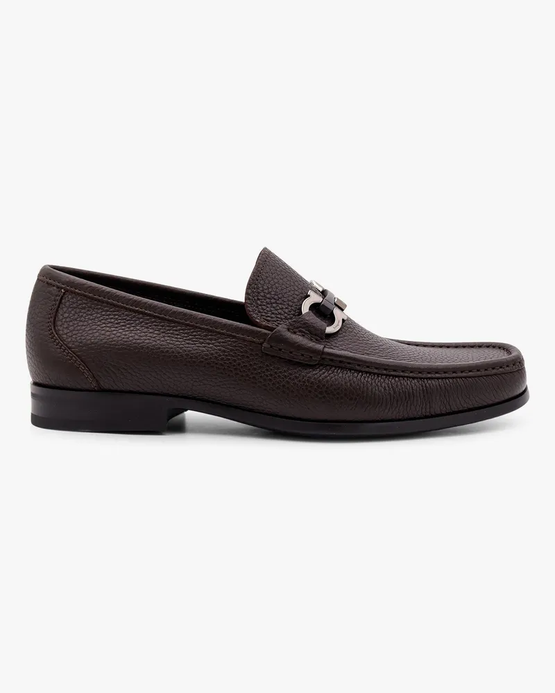 Ferragamo Grandioso leather loafer with gancini detail -  - gender_Man Brown