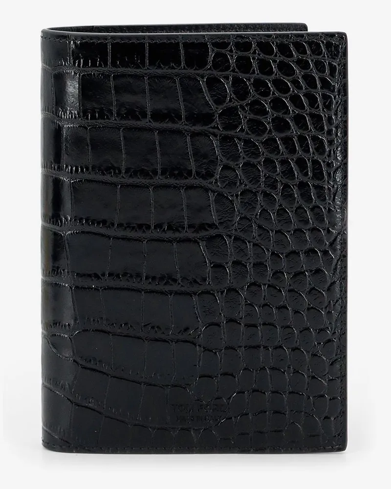 Tom Ford Leather wallet with crocodile print -  - gender_Man Black