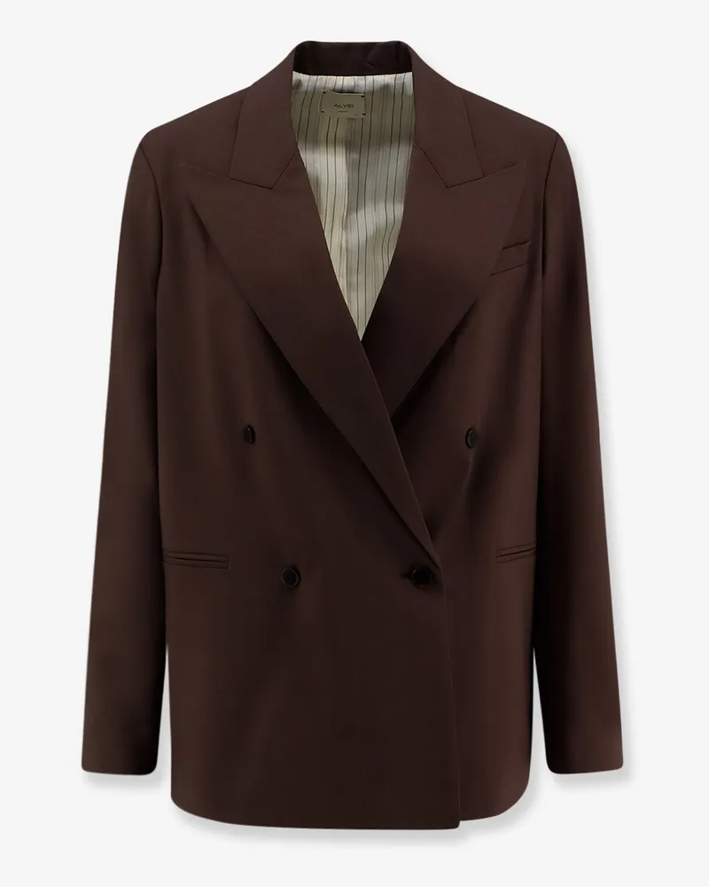 ALYSI Double-breasted stretch virgin wool blazer -  - gender_Woman Brown
