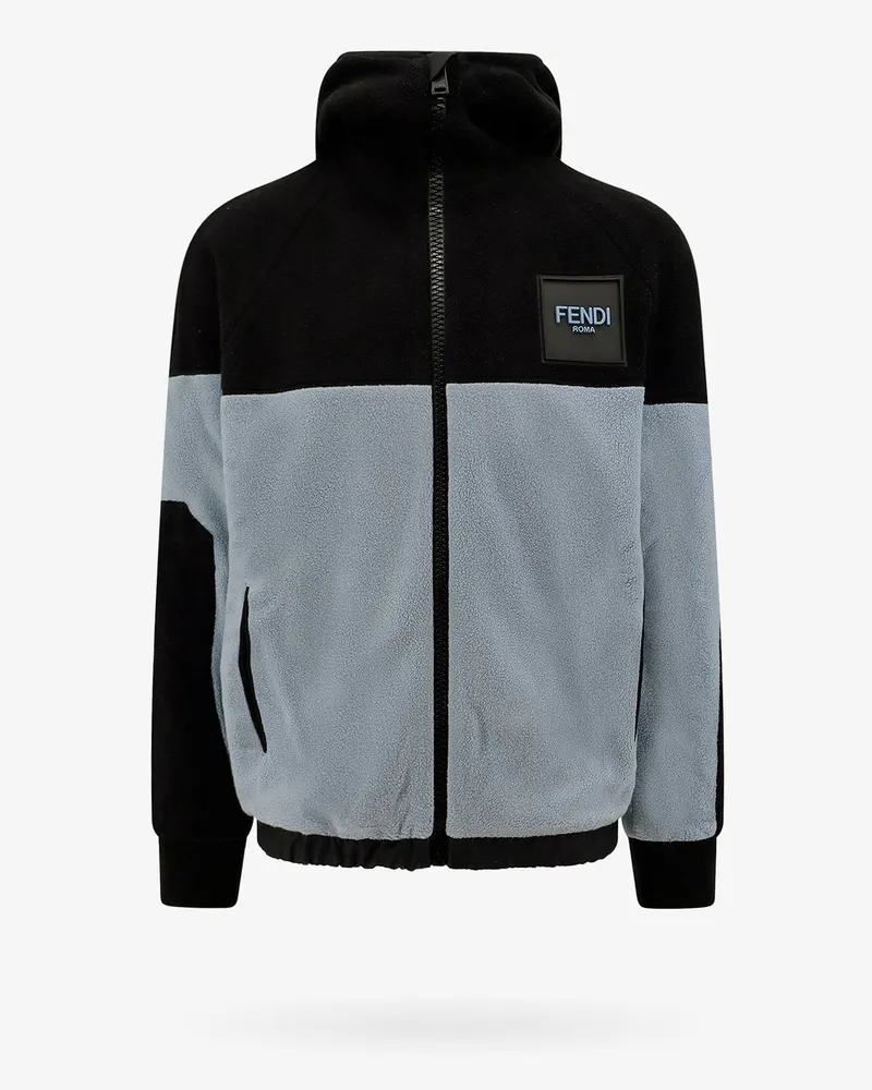 Fendi Fleece sweatshirt with frontal logo patch -  - gender_Man Blue