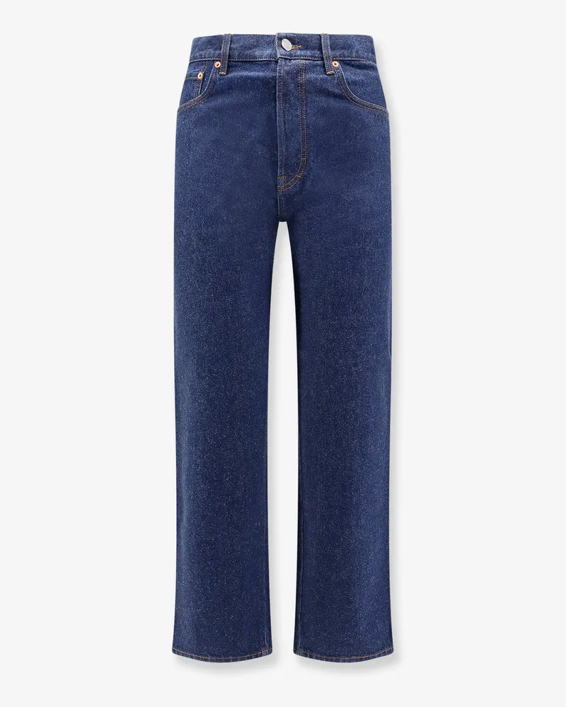 Gucci Cotton jeans with back logo patch -  - gender_Man Blue