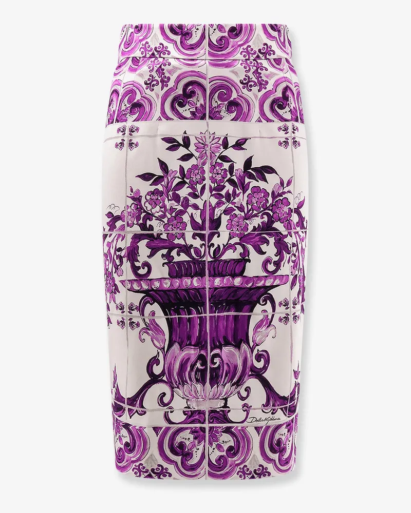 Dolce & Gabbana Maiolica silk pencil skirt -  - gender_Woman Purple