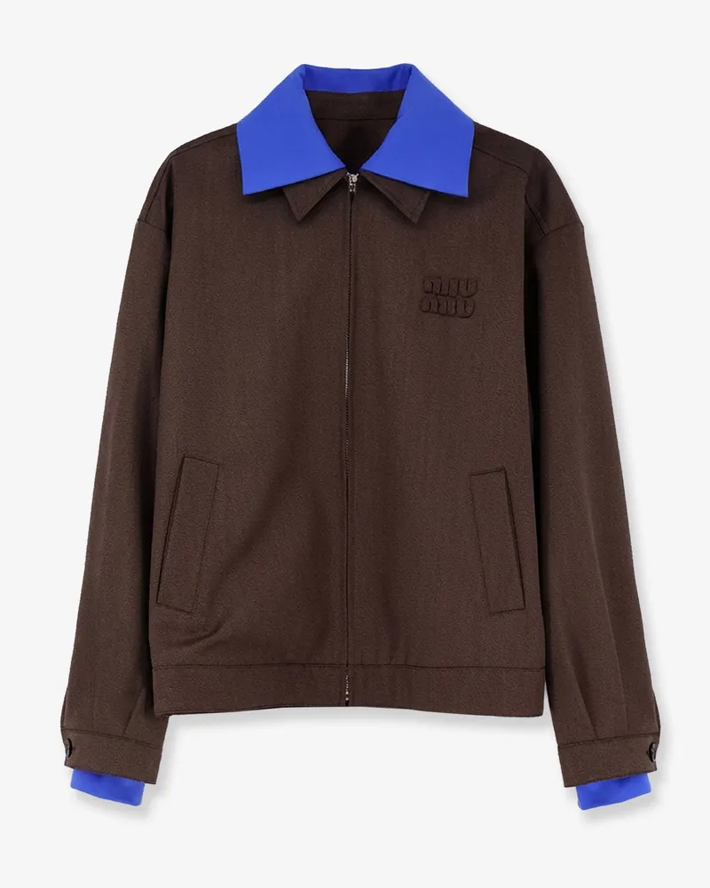 Miu Miu Virgin wool jacket with Logo detail -  - gender_Woman Brown