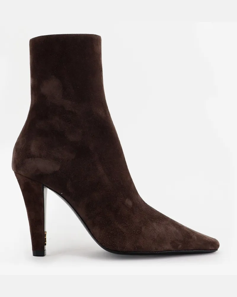 Saint Laurent Jill 95 suede boots -  - gender_Woman Brown