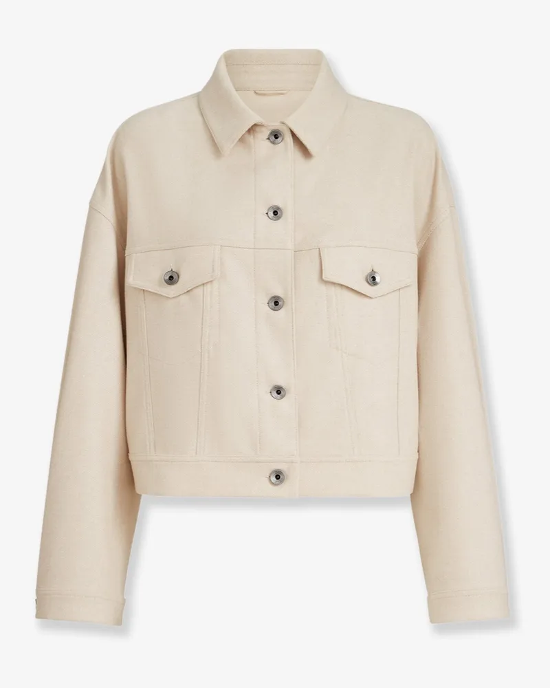 Brunello Cucinelli Cropped wool jacket with Monili profile -  - gender_Woman Beige