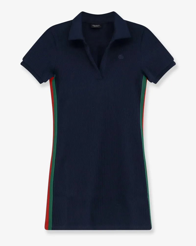 Gucci Ribbed cotton jersey dress with Web -  - gender_Woman Blue