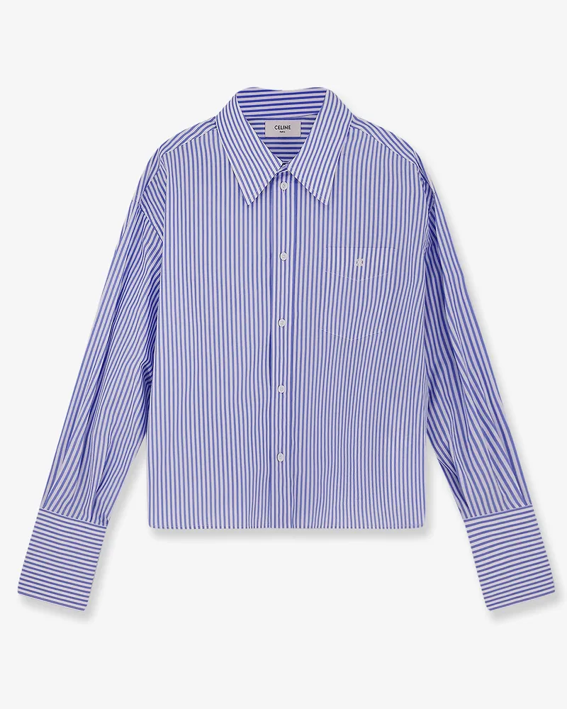 Celine Cropped striped cotton shirt -  - gender_Woman Blue