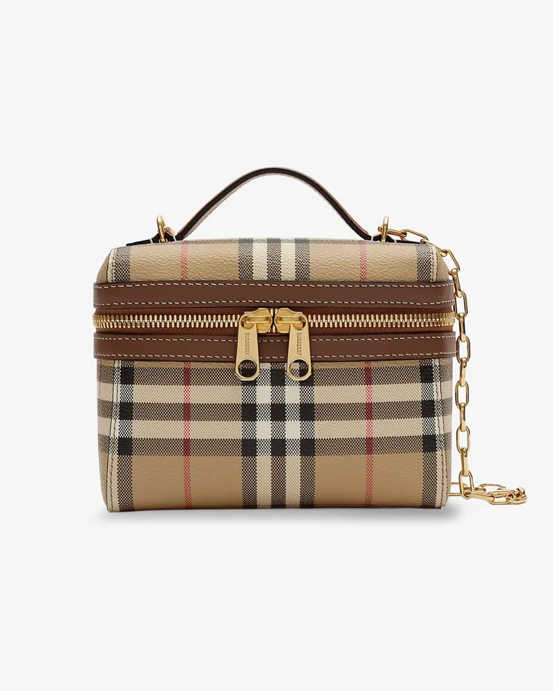 Burberry Vanity Mini coated canvas handbag with check motif -  - gender_Woman Beige