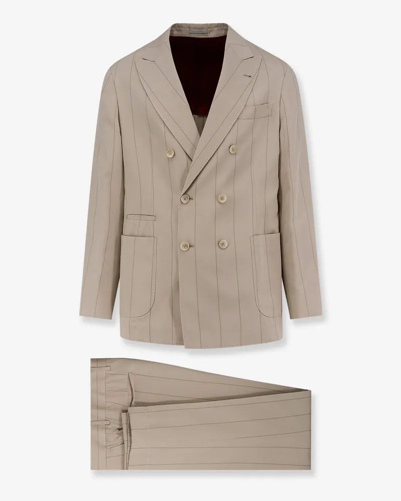 Brunello Cucinelli Silk suit with pinstripe motif -  - gender_Man Beige