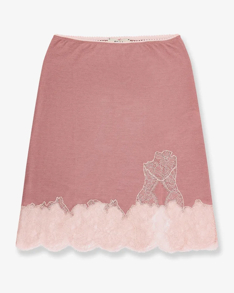 Fendi Cashmere and silk skirt with lace profiles -  - gender_Woman Pink