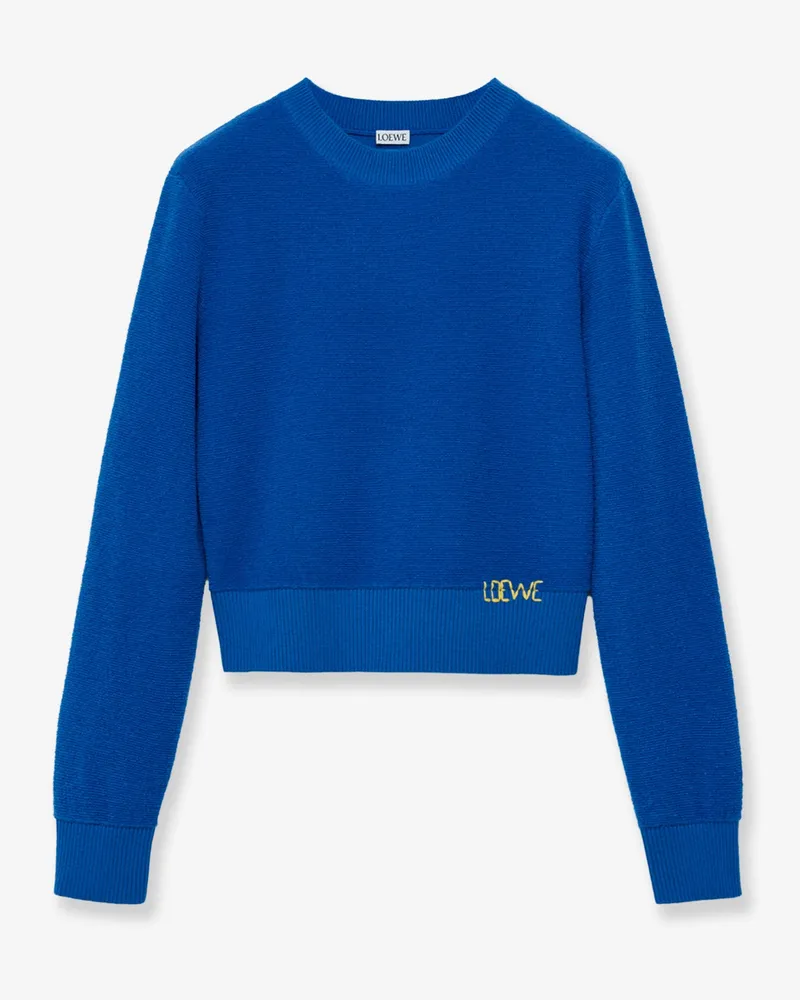 Loewe Wool sweater with contrasting embroidered logo at the bottom -  - gender_Woman Blue