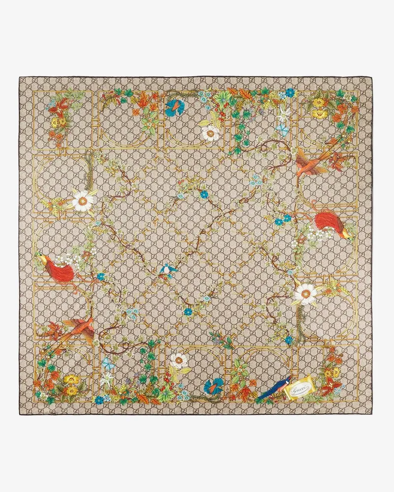 Gucci Cage GG silk foulard -  - gender_Woman Beige