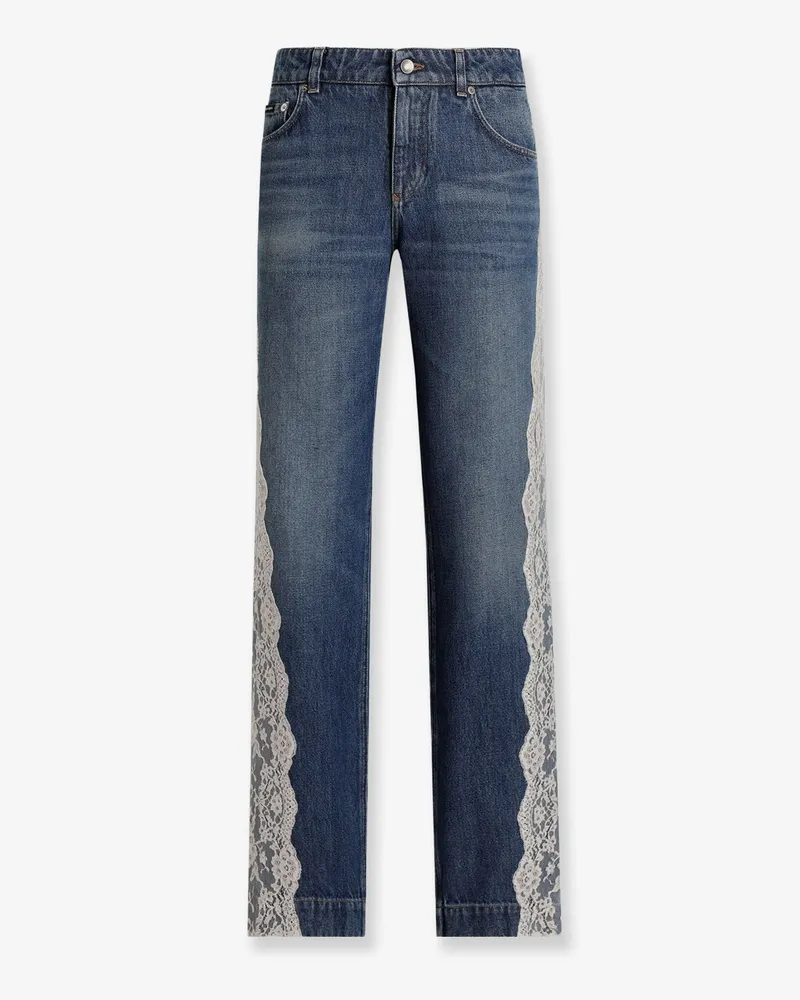 Dolce & Gabbana Blue denim jeans with lace profiles -  - gender_Woman Blue
