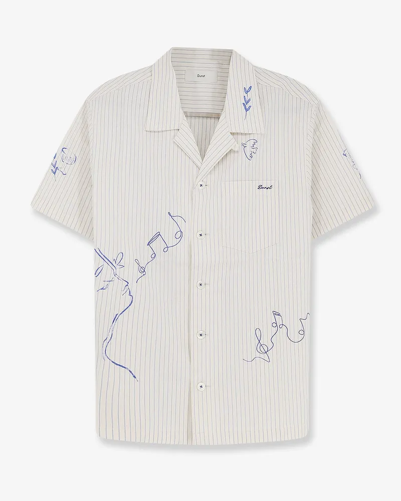 Dunst Striped cotton shirt -  - gender_Man Beige