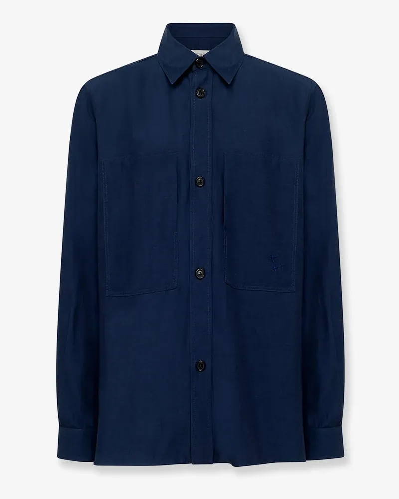Laneus Viscose and linen shirt -  - gender_Man Blue