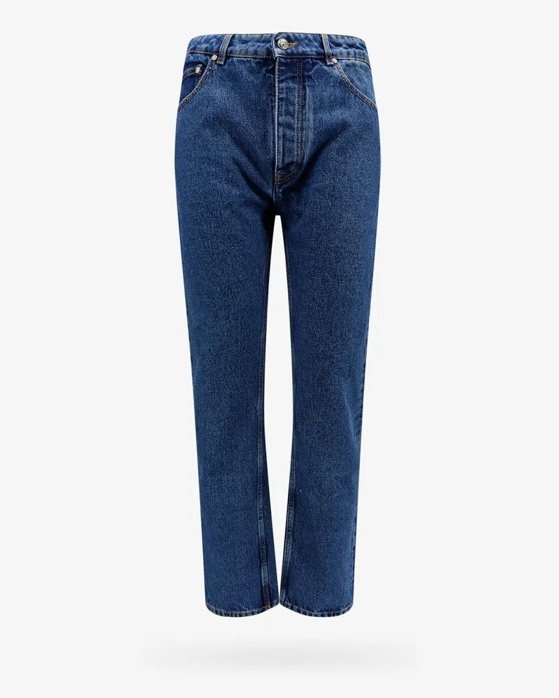 Palm Angels Cotton jeans with back embossed monogram -  - gender_Man Blue