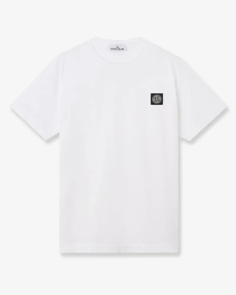 Stone Island Cotton T-shirt with front logo patch -  - gender_Man White