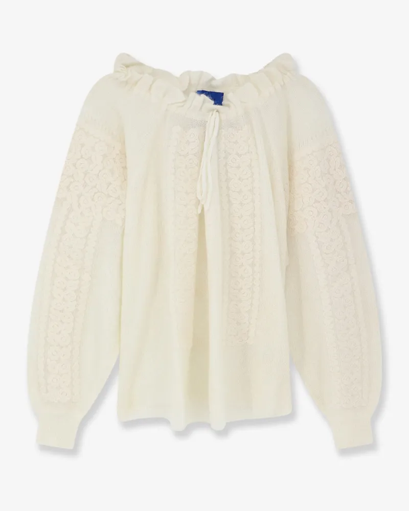 Mes Demoiselles Appi wool and alpaca sweater with floral pattern -  - gender_Woman White