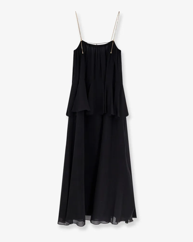 Chloé Flounced silk long dress -  - gender_Woman Black