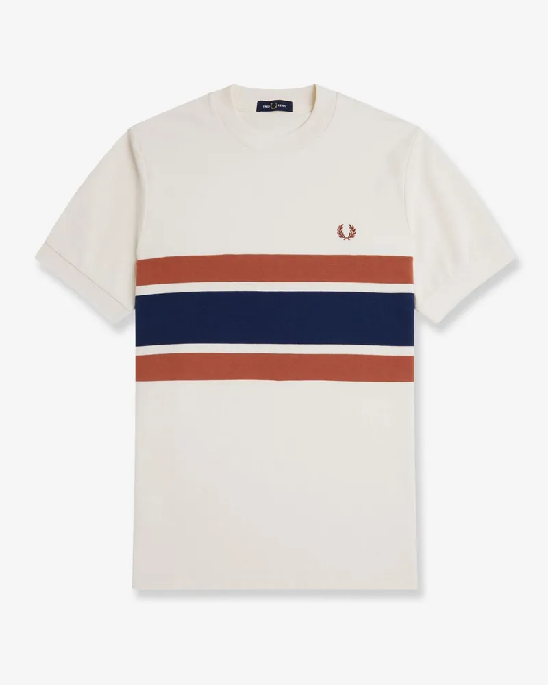 Fred Perry Cotton T-shirt with striped motif -  - gender_Man White