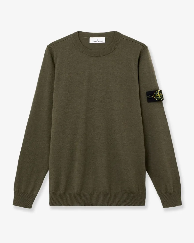 Stone Island Wool sweater with side logo patch -  - gender_Man Green