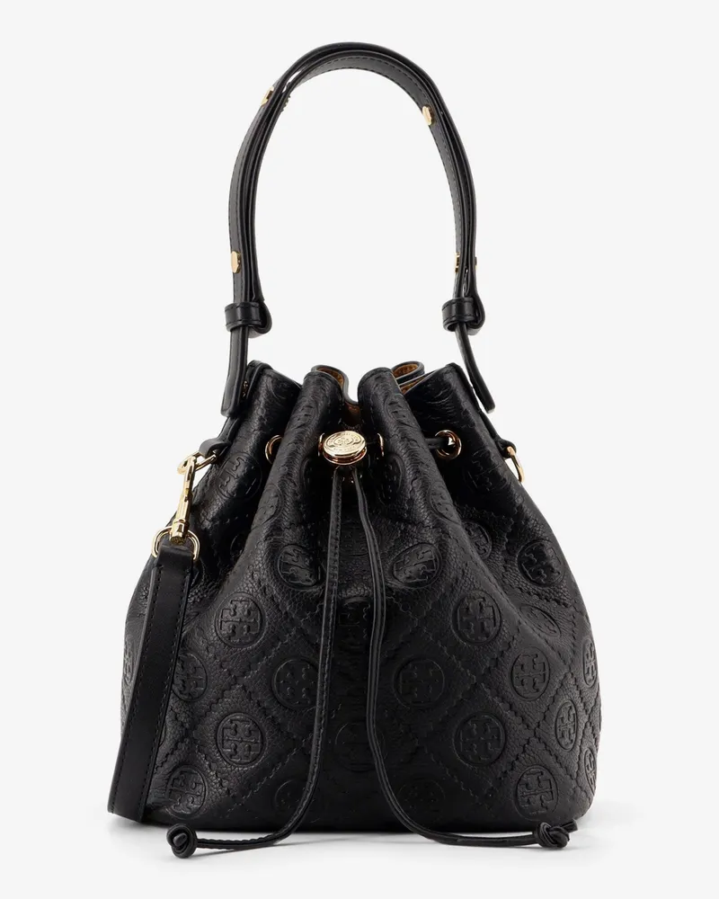 Tory Burch T Monogram Pebble leather Bucket Bag -  - gender_Woman Black