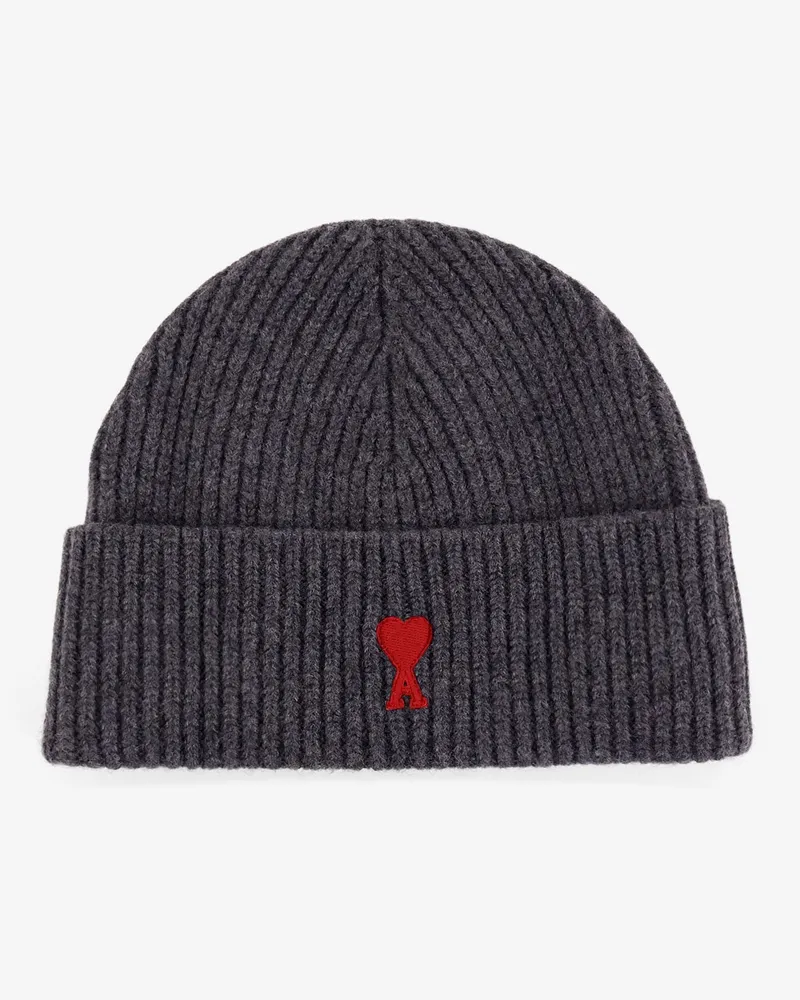 AMI Paris Virgin wool hat with embroidered logo on the front -  - gender_Man Grey
