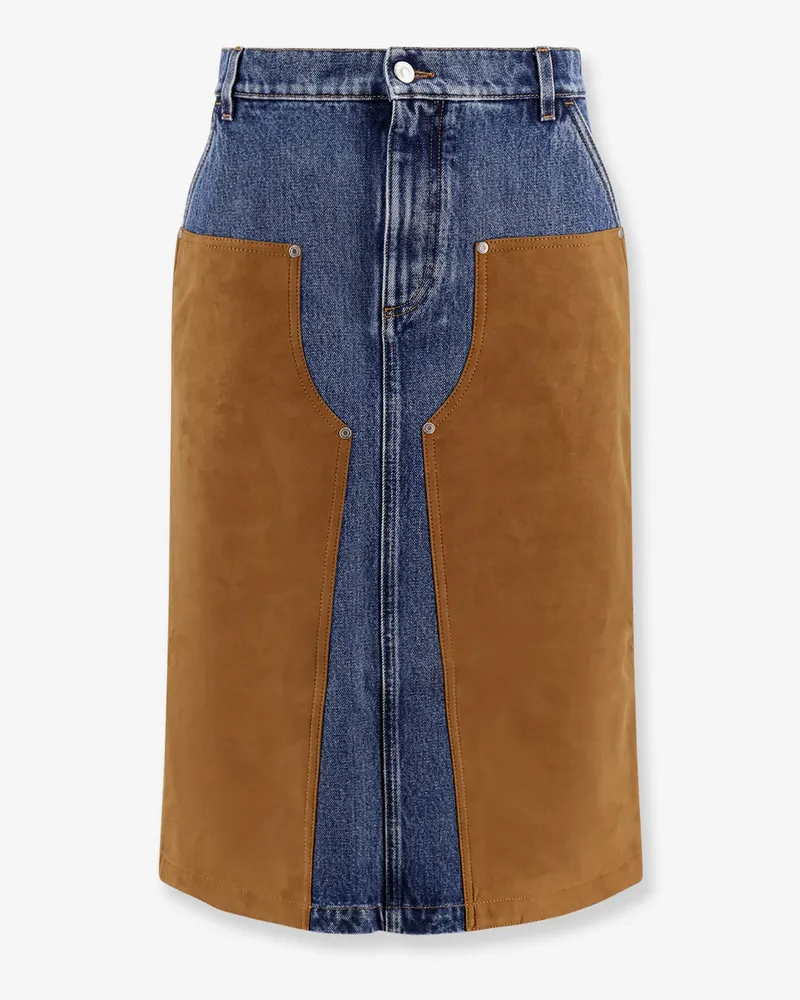 Stella McCartney Denim skirt with suede inserts -  - gender_Woman Blue