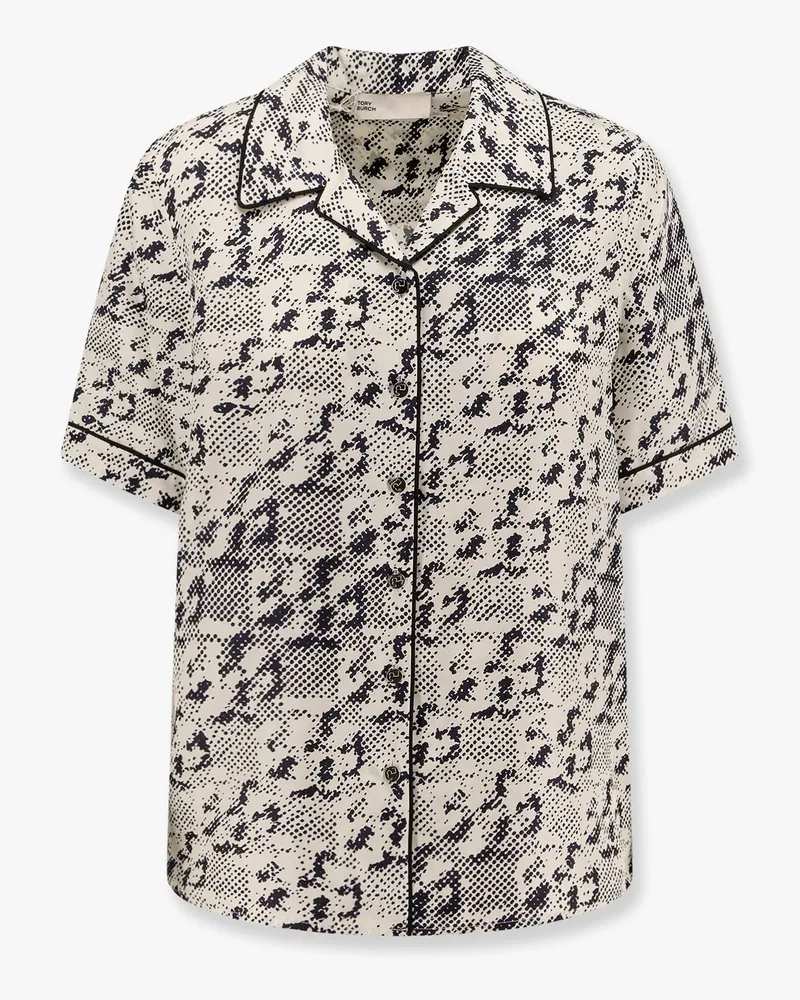 Tory Burch Silk shirt with pixelated logo print -  - gender_Woman Black