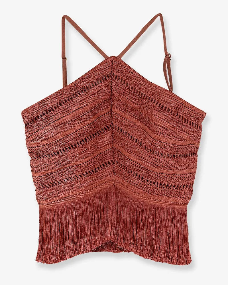 Pat Bo Asymmetrical top with fringes -  - gender_Woman Brown
