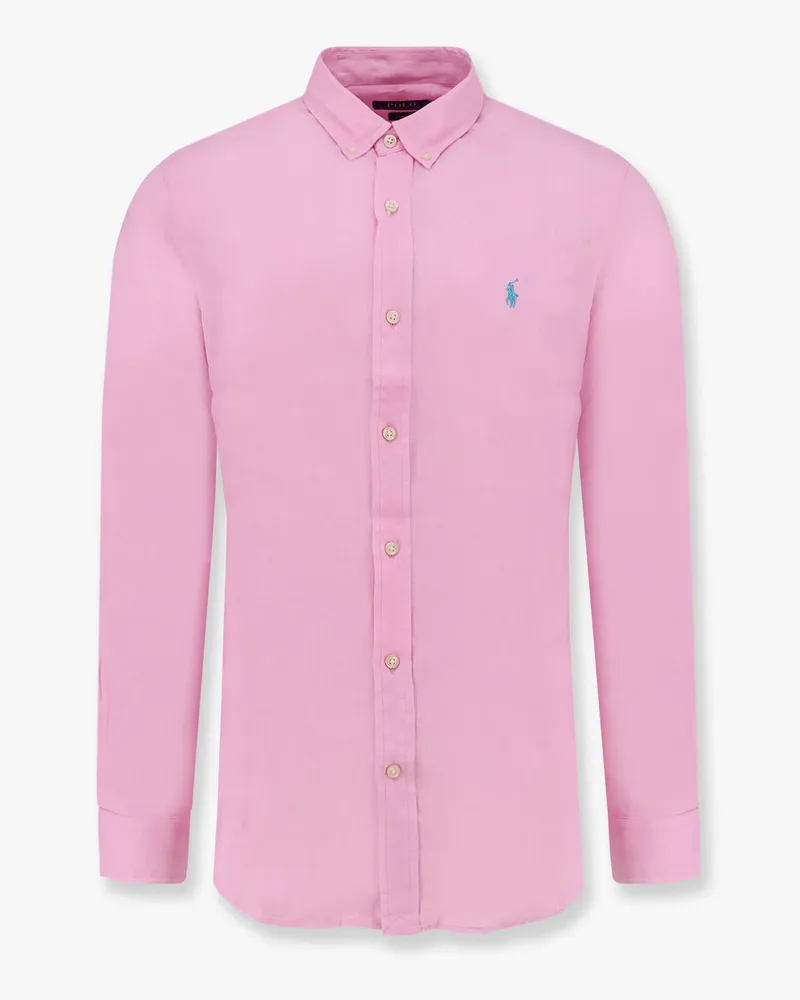 Ralph Lauren Linen shirt with logo embroidery -  - gender_Man Pink