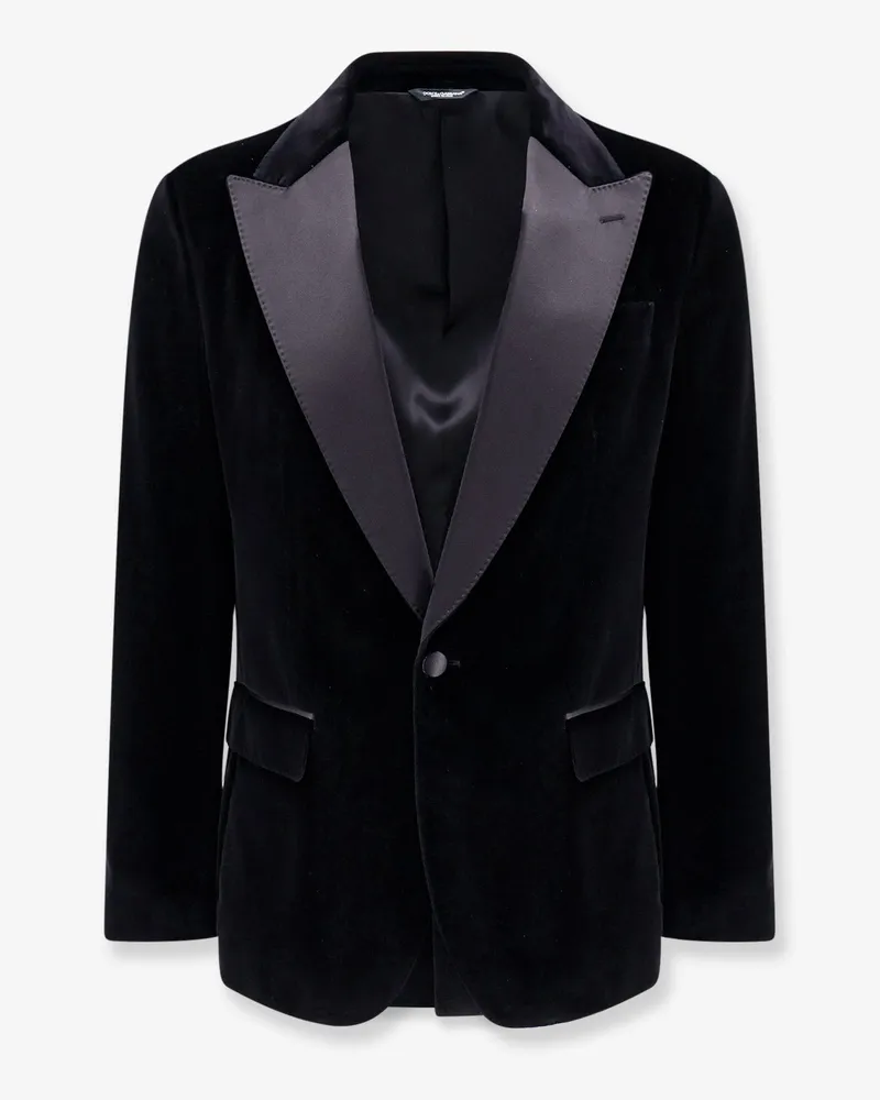 Dolce & Gabbana Velvet blazer with satin lapel -  - gender_Man Black