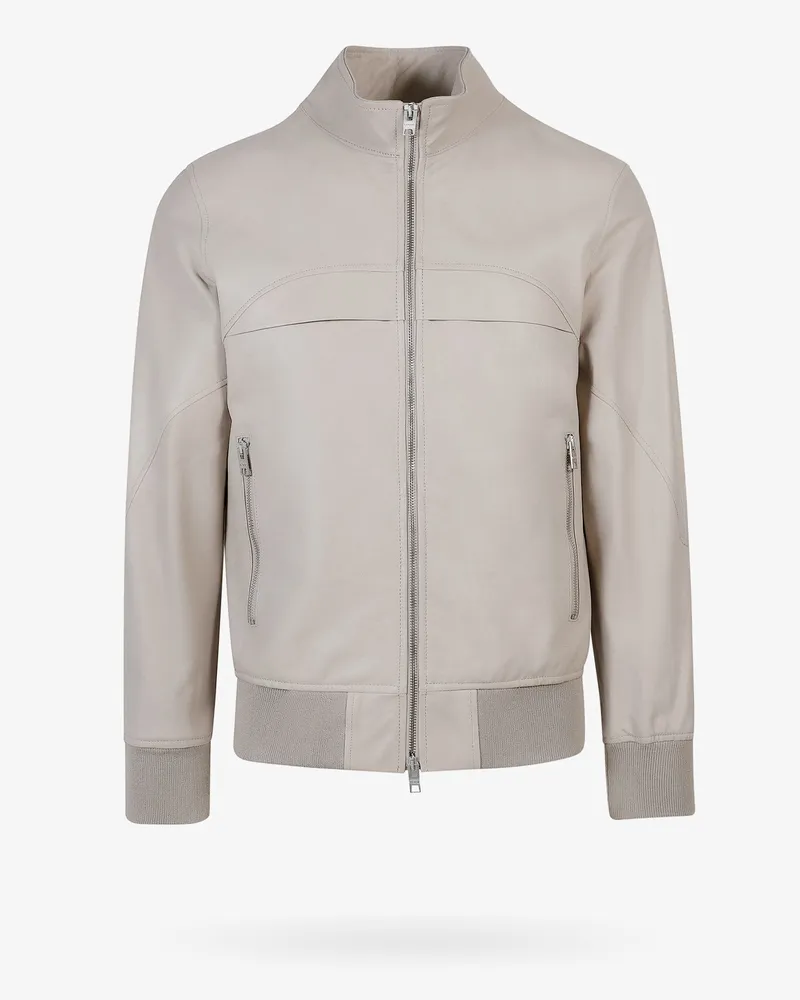 DFOUR Leather bomber jacket -  - gender_Man Beige