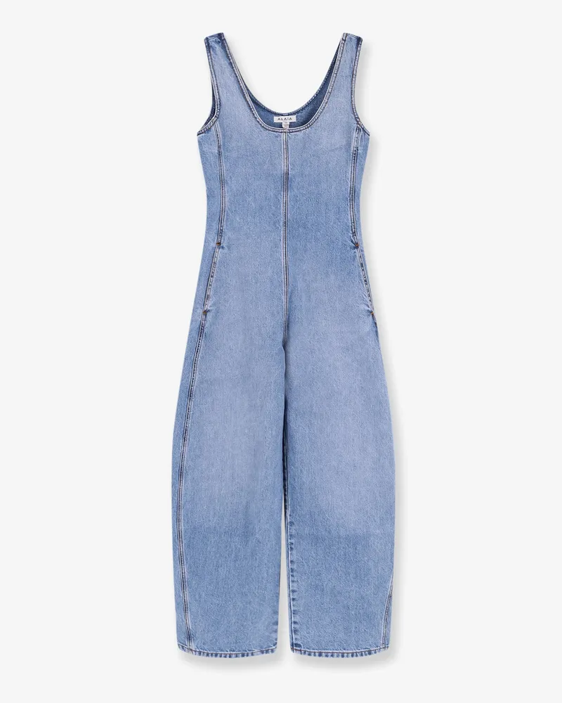 Alaïa Round denim jumpsuit -  - gender_Woman Blue