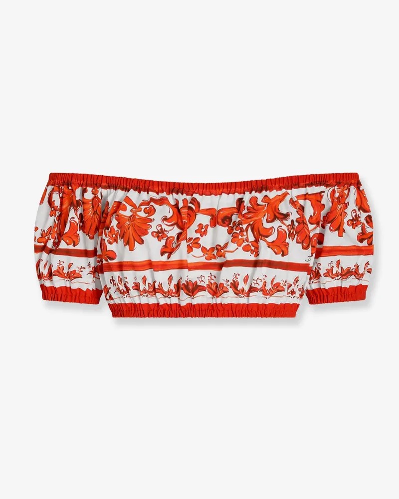 Dolce & Gabbana Cotton top with Maiolica print -  - gender_Woman Orange
