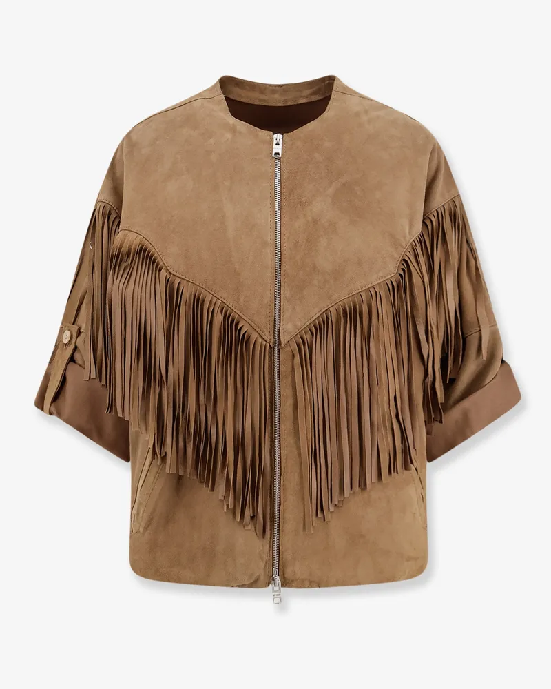 DFOUR Fringed suede jacket -  - gender_Woman Brown
