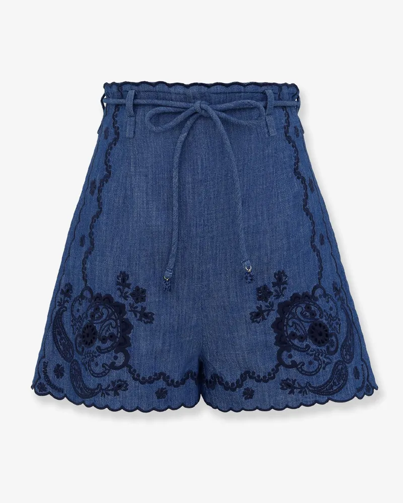Zimmermann Aster embroidered denim shorts -  - gender_Woman Blue