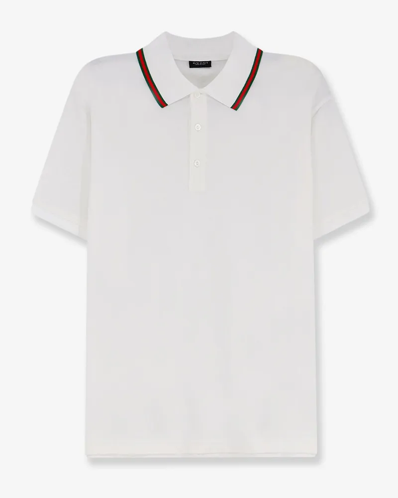 Gucci Cotton polo shirt with Nastro Web detail on the collar -  - gender_Man White