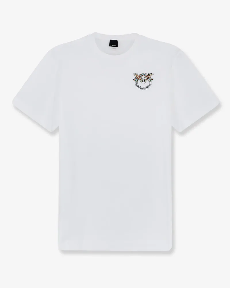 Pinko Cotton T-shirt with Love Birds logo on the front -  - gender_Woman White