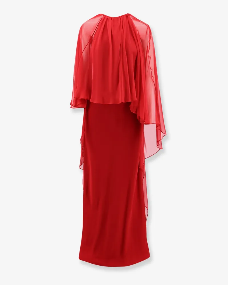 Alberta Ferretti Viscose long dress with voile cape -  - gender_Woman Red