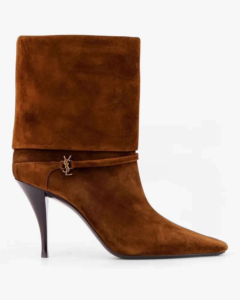 Saint Laurent Vicky 90 suede boots -  - gender_Woman Brown