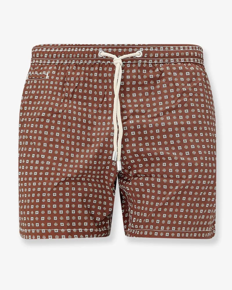 MC2 Saint Barth Nylon swim shorts with all-over micro pattern -  - gender_Man Brown