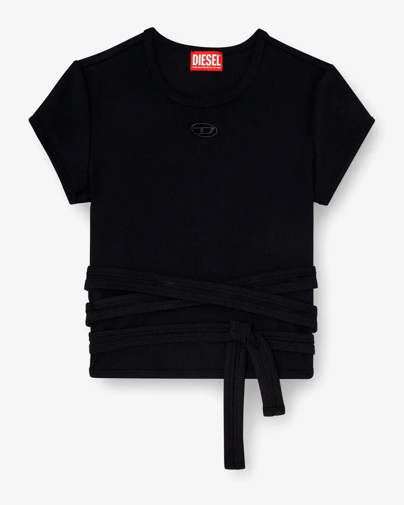 Diesel T-BUNNY-TAIL-S1 cotton T-shirt with tie bands -  - gender_Woman Black