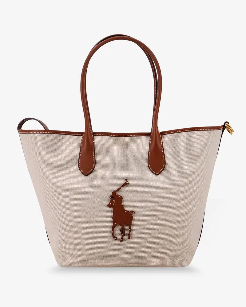 Ralph Lauren Canvas shoulder bag with front logo patch -  - gender_Woman Beige