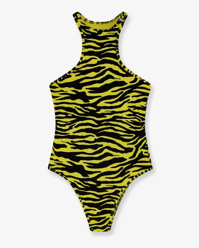 ATTICO Lycra one-piece swimsuit with zebra print -  - gender_Woman Yellow