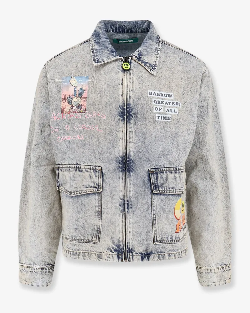 BARROW Denim jacket with front print -  - gender_Man Blue
