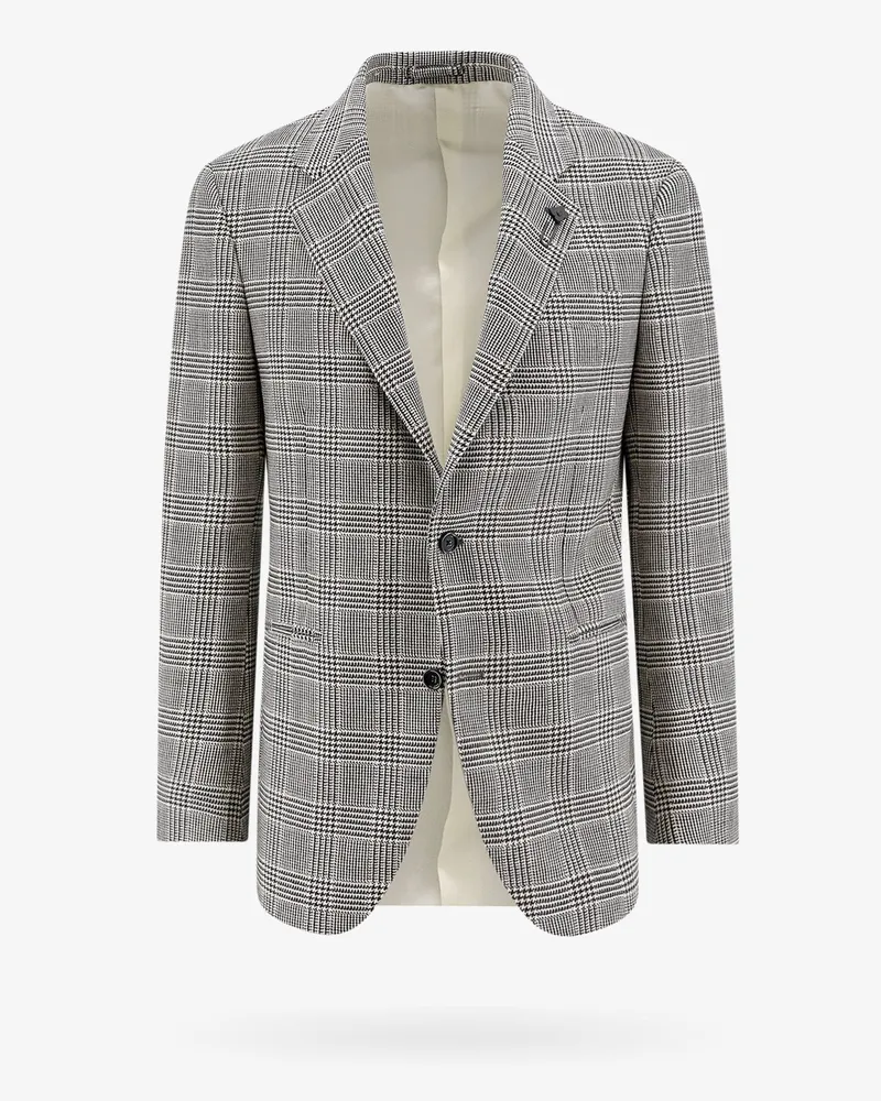LARDINI Virgin wool blazer with all-over print -  - gender_Man Black
